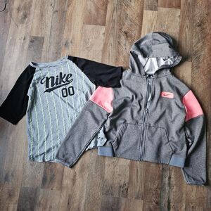 Nike Girl's Hoodie & Baseball T-shirt lot. Both in size large.